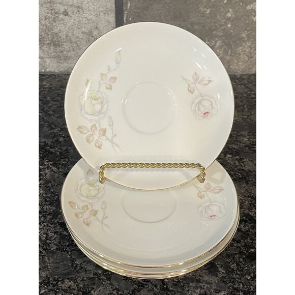 (4) Johann Haviland Sweetheart Rose Saucers Bavaria Germany - Picture 1 of 3